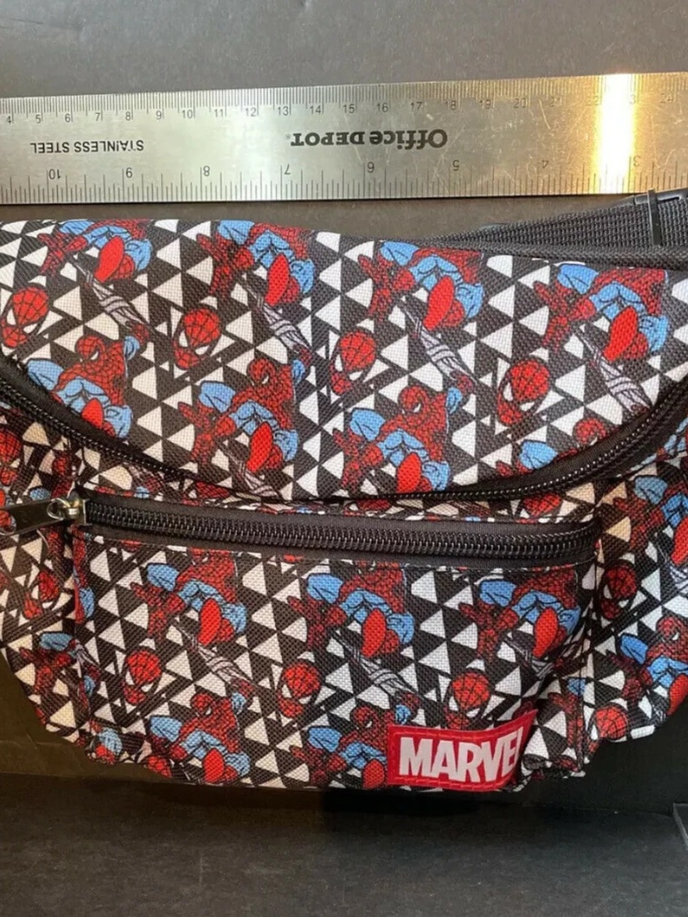 Marvel Black Waist Bag with Red & Blue Spider-Man Pattern